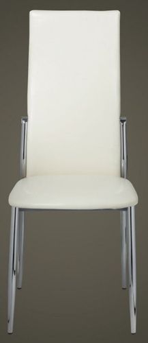 Chaise de salle à manger simili cuir blanc et pieds métal chromé Cherish - Lot de 2 - Photo n°3; ?>
