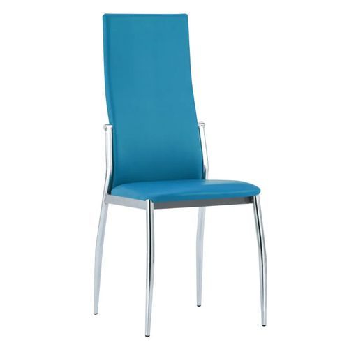 Chaise de salle à manger simili cuir bleu et métal chromé Angie - Lot de 2 - Photo n°2; ?>