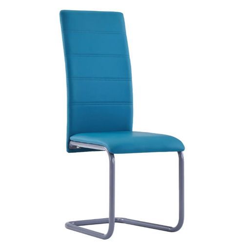 Chaise de salle à manger simili cuir bleu et métal gris Feedy - Lot de 2 - Photo n°2; ?>