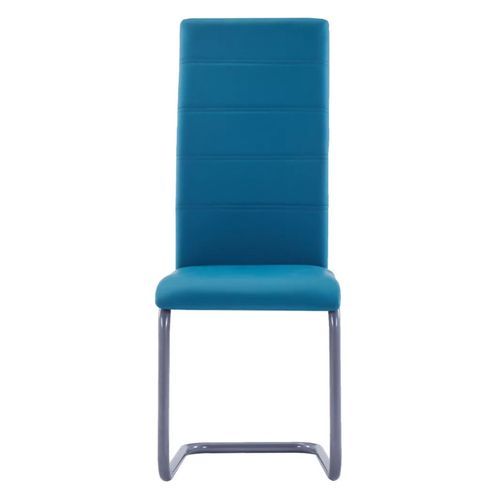 Chaise de salle à manger simili cuir bleu et métal gris Feedy - Lot de 2 - Photo n°3; ?>