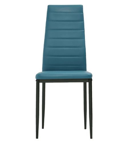 Chaise de salle à manger simili cuir bleu marine et métal noir Melky - Lot de 2 - Photo n°3; ?>