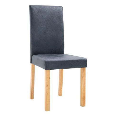 Chaise de salle à manger simili cuir daim gris et bois clair Hertie - Lot de 2 - Photo n°2; ?>
