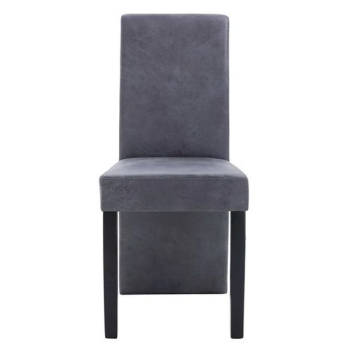 Chaise de salle à manger simili cuir daim gris et bois noir Conor - Lot de 2 - Photo n°2; ?>