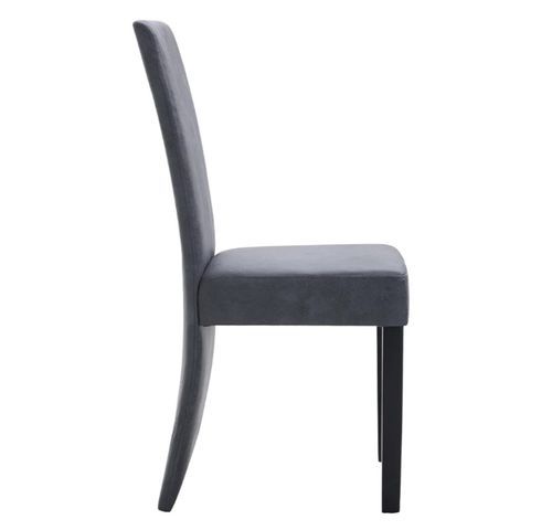 Chaise de salle à manger simili cuir daim gris et bois noir Conor - Lot de 2 - Photo n°3; ?>