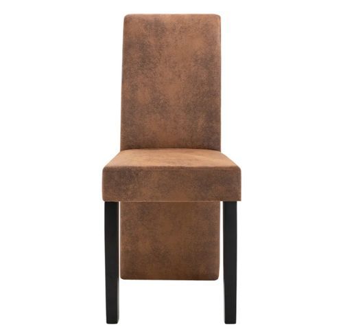Chaise de salle à manger simili cuir daim marron et bois noir Conor - Lot de 2 - Photo n°2; ?>