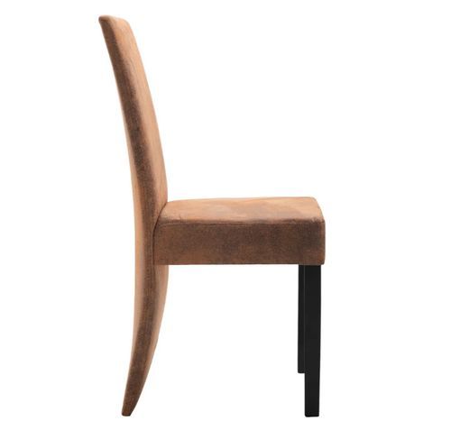 Chaise de salle à manger simili cuir daim marron et bois noir Conor - Lot de 2 - Photo n°3; ?>