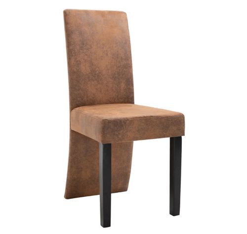 Chaise de salle à manger simili cuir daim marron et bois noir Conor - Lot de 4 - Photo n°2; ?>