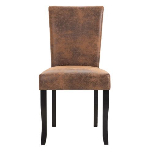 Chaise de salle à manger simili cuir daim marron et bois noir Kelly - Lot de 2 - Photo n°3; ?>
