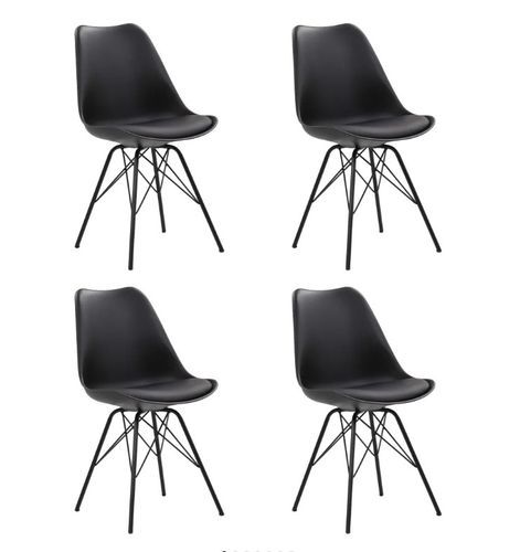 Chaise de salle à manger simili cuir et pieds métal noir Climb - Lot de 4 - Photo n°2; ?>