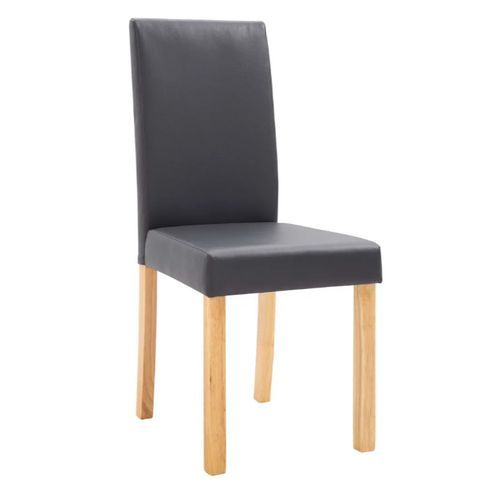 Chaise de salle à manger simili cuir gris et bois clair Hertie - Lot de 2 - Photo n°3; ?>