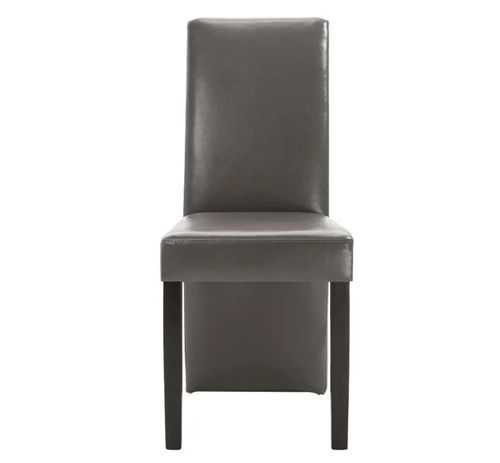 Chaise de salle à manger simili cuir gris et bois noir Conor - Lot de 2 - Photo n°3; ?>