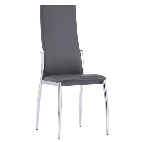 Chaise de salle à manger simili cuir gris et métal chromé Angie - Lot de 2 - Photo n°2; ?>