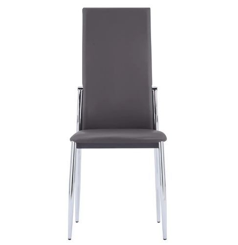 Chaise de salle à manger simili cuir gris et métal chromé Angie - Lot de 4 - Photo n°3; ?>