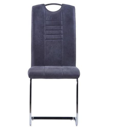 Chaise de salle à manger simili cuir gris et métal chromé Divine - Lot de 2 - Photo n°3; ?>
