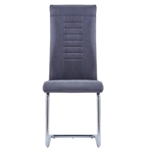 Chaise de salle à manger simili cuir gris et métal chromé Patchou - Lot de 2 - Photo n°3; ?>