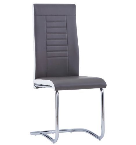 Chaise de salle à manger simili cuir gris foncé et métal chromé Patchou - Lot de 2 - Photo n°2; ?>