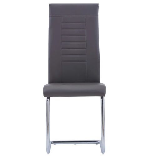 Chaise de salle à manger simili cuir gris foncé et métal chromé Patchou - Lot de 2 - Photo n°3; ?>