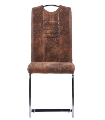 Chaise de salle à manger simili cuir marron et métal chromé Divine - Lot de 2 2 - Photo n°3; ?>