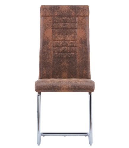 Chaise de salle à manger simili cuir marron et métal chromé Patchou - Lot de 2 2 - Photo n°3; ?>