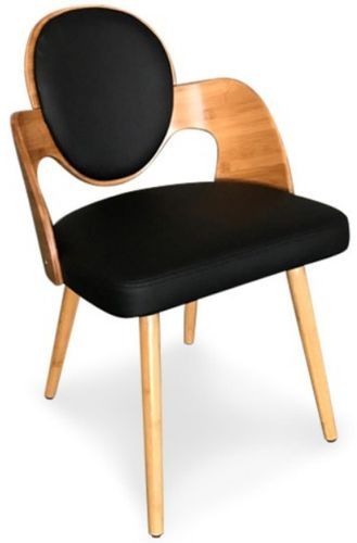 Chaise de salle à manger simili cuir noir et bois clair Gate - Lot de 2 - Photo n°2; ?>