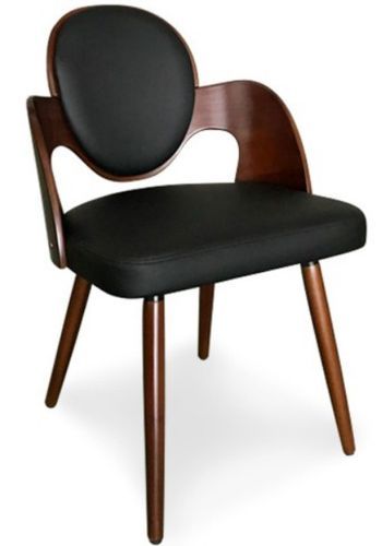 Chaise de salle à manger simili cuir noir et bois foncé Gate - Lot de 2 - Photo n°2; ?>
