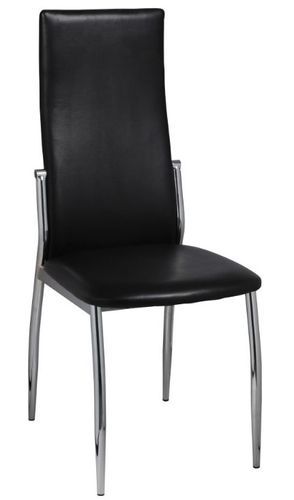 Chaise de salle à manger simili cuir noir et pieds métal chromé Cherish - Lot de 2 - Photo n°2; ?>