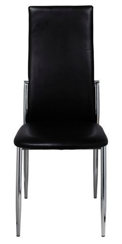 Chaise de salle à manger simili cuir noir et pieds métal chromé Cherish - Lot de 2 - Photo n°3; ?>