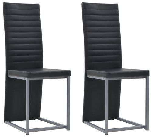 Chaise de salle à manger simili cuir noir et pieds métal gris Lim - Lot de 2 - Photo n°2; ?>