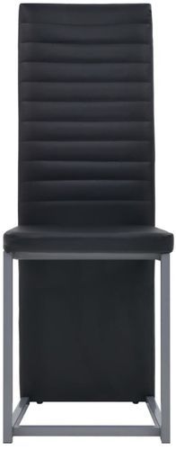 Chaise de salle à manger simili cuir noir et pieds métal gris Lim - Lot de 2 - Photo n°3; ?>