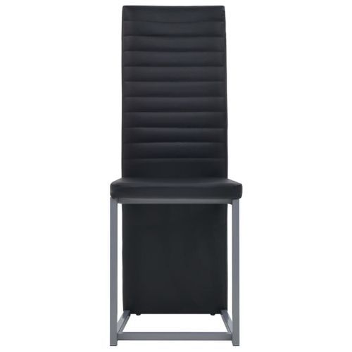 Chaise de salle à manger simili cuir noir et pieds métal gris Lim - Lot de 4 - Photo n°3; ?>