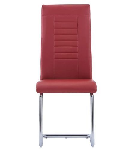 Chaise de salle à manger simili cuir rouge bordeaux et métal chromé Patchou - Lot de 4 - Photo n°3; ?>