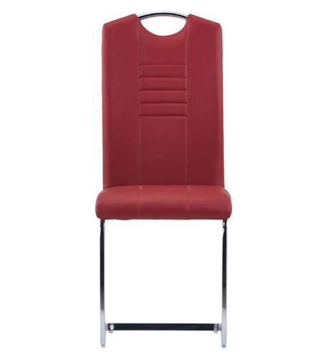 Chaise de salle à manger simili cuir rouge et métal chromé Divine - Lot de 2 - Photo n°3; ?>