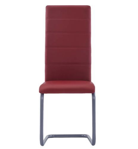 Chaise de salle à manger simili cuir rouge et métal gris Feedy - Lot de 2 - Photo n°3; ?>