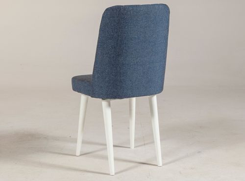 Chaise de salle à manger tissu bleu et bois de pin blanc Mareva - Photo n°2; ?>