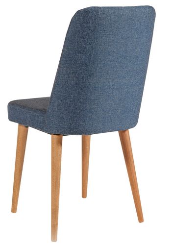 Chaise de salle à manger tissu bleu et bois naturel Akira - Photo n°2; ?>