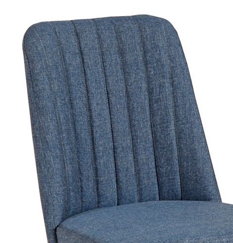 Chaise de salle à manger tissu bleu et bois naturel Akira - Photo n°3; ?>