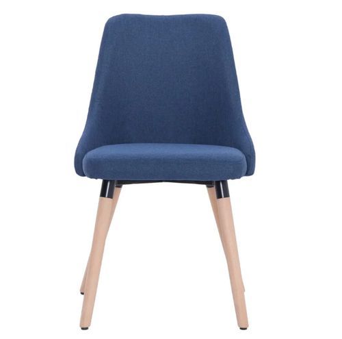 Chaise de salle à manger tissu bleu et pieds bois clair Kenny - Lot de 2 - Photo n°3; ?>
