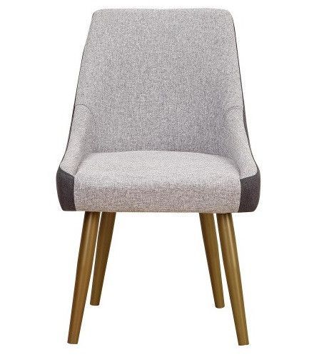 Chaise de salle à manger tissu gris clair et foncé et pieds métal doré Pamela - Lot de 2 - Photo n°2; ?>
