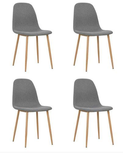Chaise de salle à manger tissu gris clair et pieds bois Forza - Lot de 4 - Photo n°2; ?>