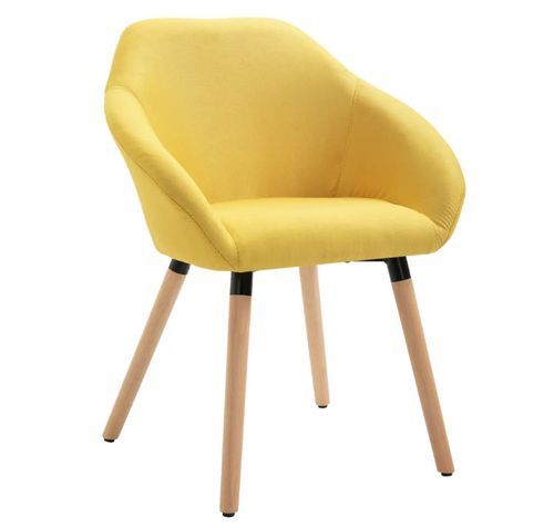 Chaise de salle à manger tissu jaune et hêtre massif clair Packie - Lot de 2 - Photo n°2; ?>