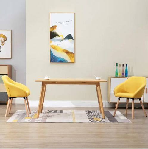 Chaise de salle à manger tissu jaune et hêtre massif clair Packie - Lot de 2 - Photo n°3; ?>