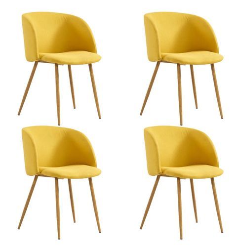 Chaise de salle à manger tissu jaune et pieds métal John - Lot de 4 - Photo n°2; ?>