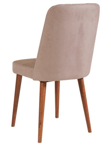 Chaise de salle à manger tissu rose pale et bois Noyer Mareva - Photo n°2; ?>