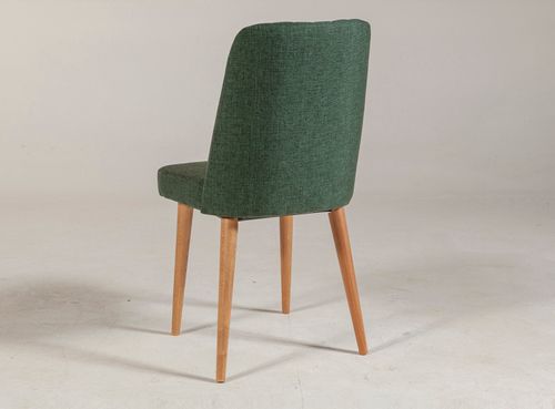 Chaise de salle à manger tissu vert et bois de pin naturel Mareva - Photo n°2; ?>