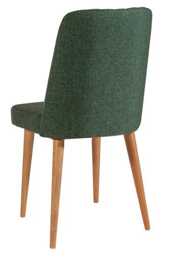 Chaise de salle à manger tissu vert foncé et bois naturel Akira - Photo n°2; ?>