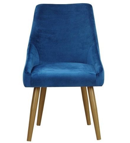 Chaise de salle à manger velours bleu et pieds métal doré Pamela - Lot de 2 - Photo n°2; ?>