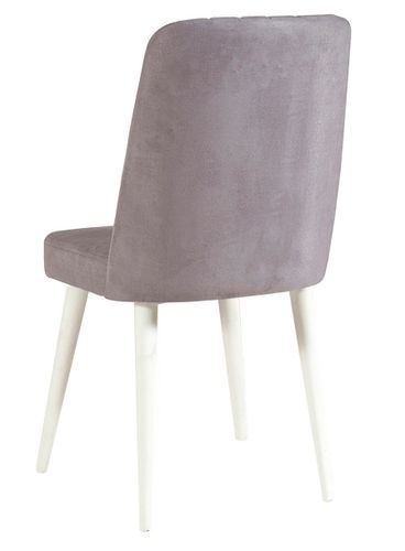 Chaise de salle à manger velours gris et bois blanc Akira - Photo n°2; ?>