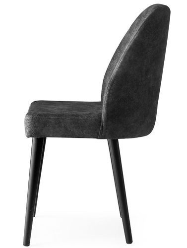 Chaise de salle à manger velours gris et bois noir Kinda - Lot de 2 - Photo n°2; ?>