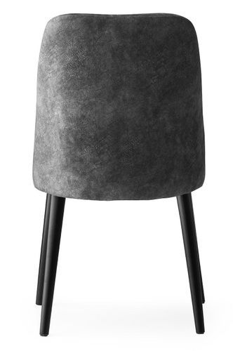 Chaise de salle à manger velours gris et bois noir Kinda - Lot de 2 - Photo n°3; ?>