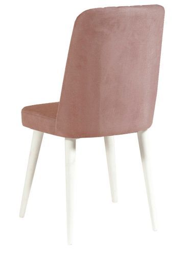 Chaise de salle à manger velours rose pale et bois blanc Akira - Photo n°2; ?>